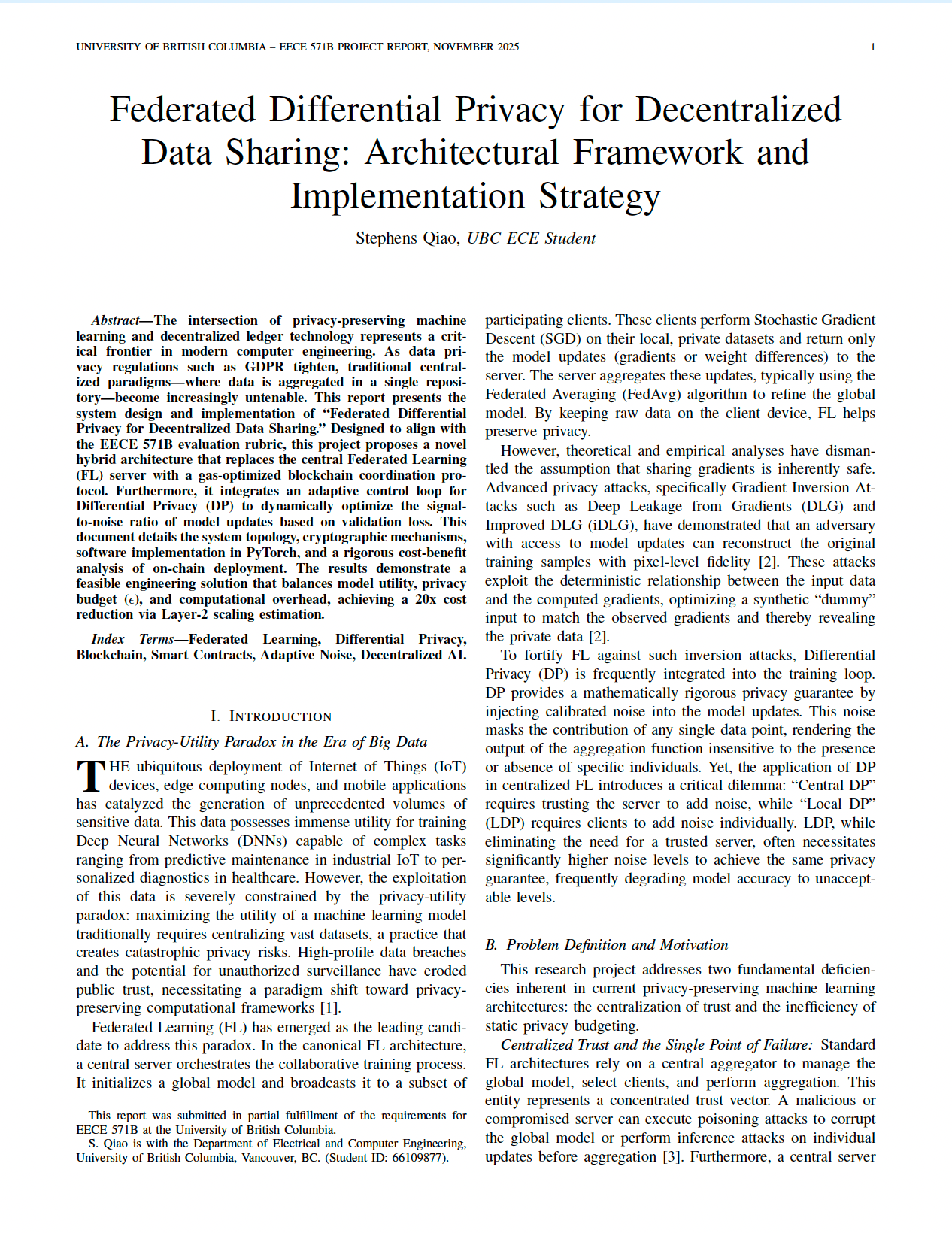 Blockchain-Based Federated Learning with Adaptive DP